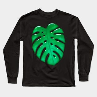 Monstera Leaf Glass Design Long Sleeve T-Shirt